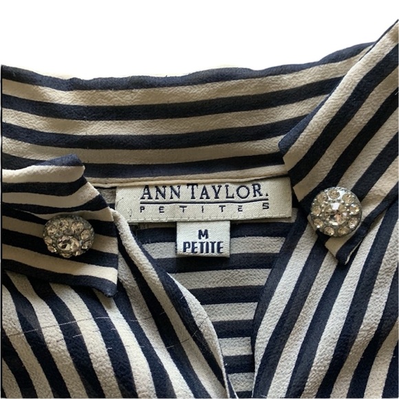 Vintage Ann Taylor Silk Striped Button Down Shirt - Picture 3 of 6